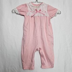 Vintage 80's Carter's One Piece Bodysuit Baby Pink Size 12 Months